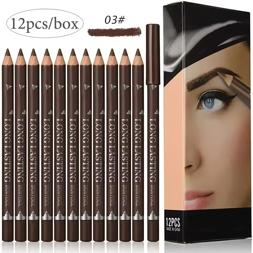 Waterproof Eyebrow Pencil Set 6/12 Pcs – Natural Black & Brown