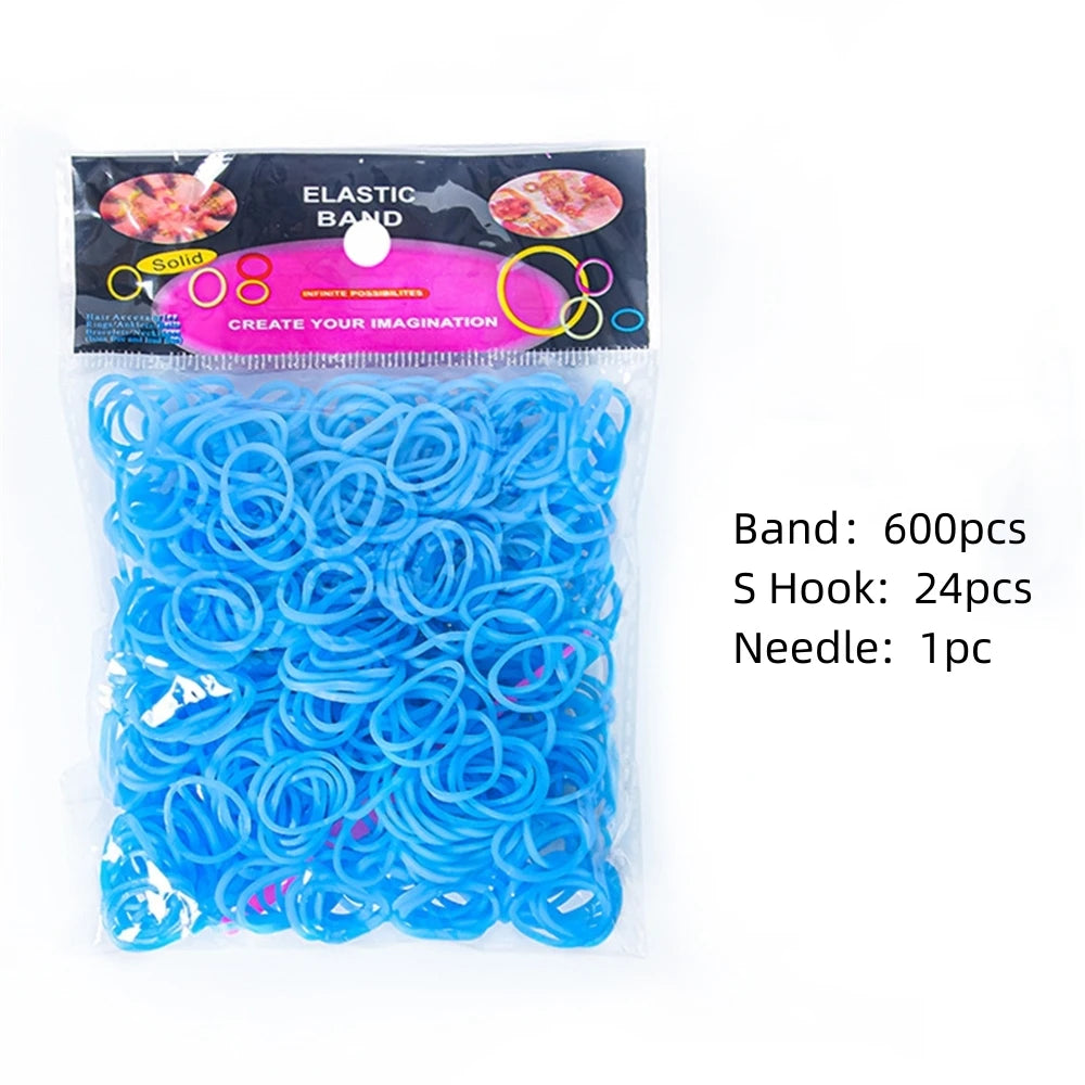 600pcs Loom Rubber Bands Kit Bracelet Making Kit for Kids Elastic Weaving Lacing DIY Crafting Gift Girl Oasis Select Light Blue