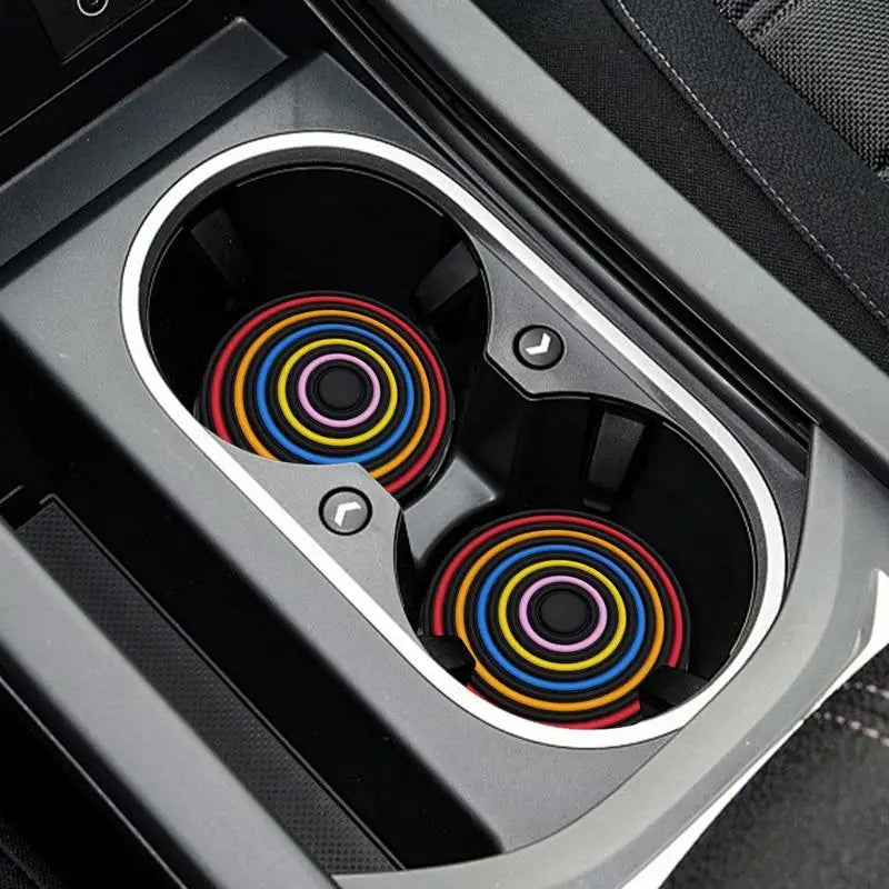 Cup Holder Coasters for Car Non-Slip Car Coasters Rainbow Car Drink Coaster Car Cup Holder Insert Cupholder Coaster Car Decor Oasis Select