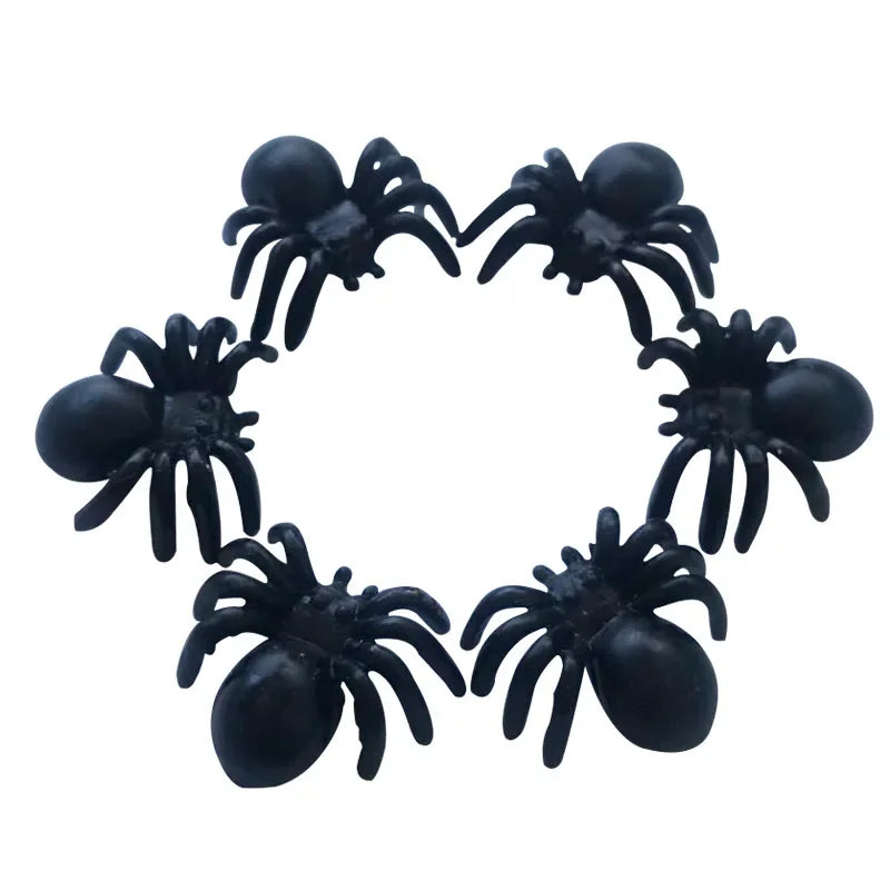 100/50Pcs Halloween Fake Spider Mini Luminous Plastic Spider Halloween Party Home Decoration Kids Tricky Prank Toy Haunted House Oasis Select