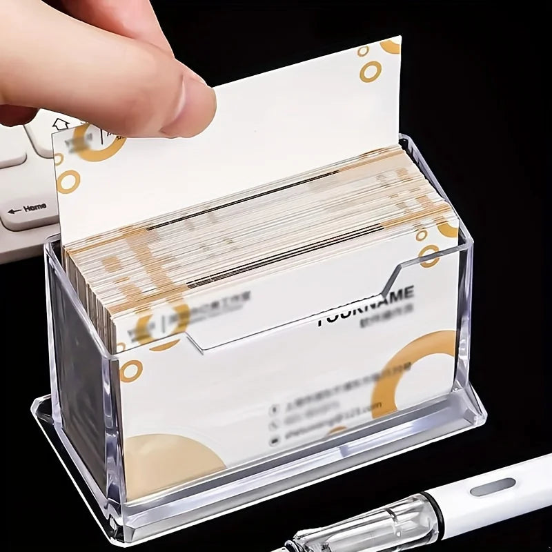 Clear Acrylic Business Card Holder Desktop Display Stand Office Desk Organizer For Notes Fridge Storage Container Basket Rack Oasis Select