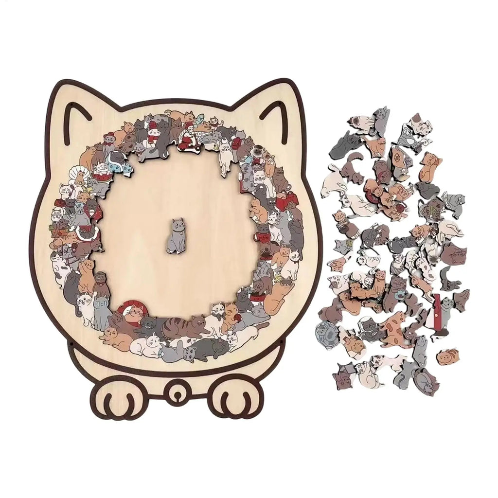 Wooden Cat Puzzle Precise Decor Kit 135 Pieces Wood Challenging Jigsaw Puzzles for Cat Lovers Home Shelf Family Friends Indoor Oasis Select