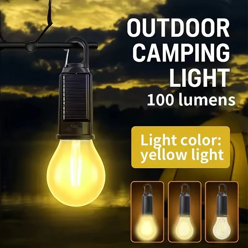 Rechargeable Solar Powered LED Camping Lamp Bulbs Night Lights Waterproof Portable Hook Up Handheld Lamp for Outdoor Camping Oasis Select