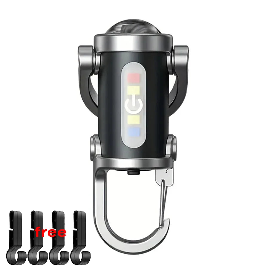 Mini Keychain Flashlight Rechargeable Pocket COB Working Light Outdoor Hook Emergency Warning Light for Camping Walking Hiking Oasis Select 1PC-clip