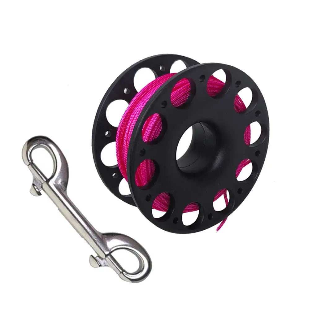 Scuba Diving Spool Finger Reel Cave Wreck Dive Safety Gear SMB Hook Accessories with Double End Hook Oasis Select Pink Line