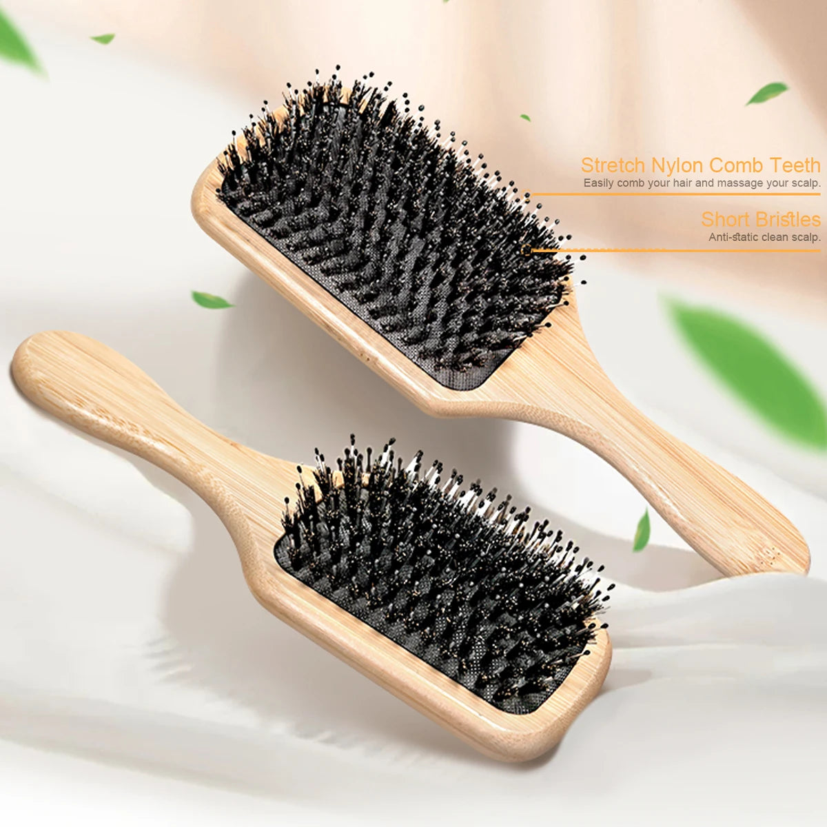 Bamboo Air Cushion Hair Brush – Natural Bristle Detangler Air Cushion Hair Brush Oasis Select