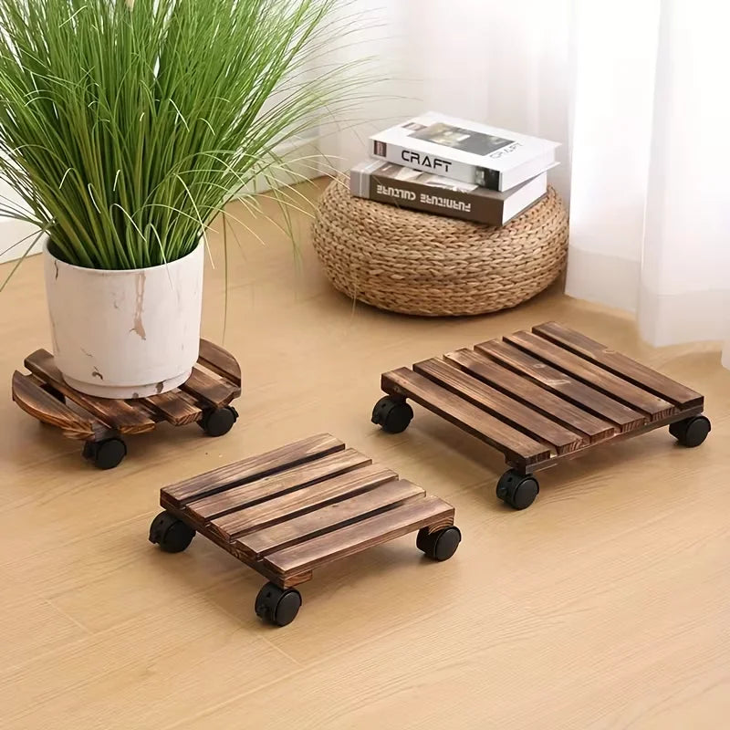 Rolling Plant Stand with Wheels, Heavy Duty Metal Round Flower Pot Holder, Lockable Casters for Indoor Outdoor Patio, Movable Oasis Select