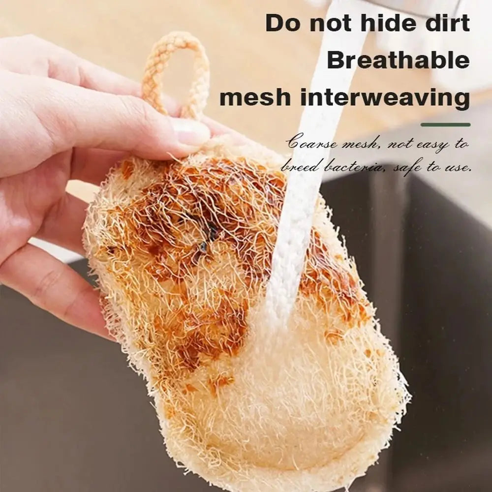 New Natural Loofah Dishwashing Brush Double-sided Easy To Clean Dishwashing Cloth Quick Drying Nonstick Loofah Cleaning Brush Oasis Select