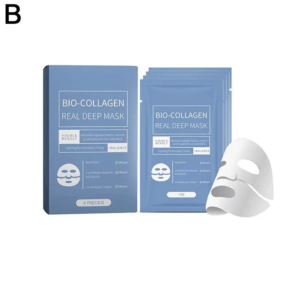 1PC /4PCs Collagen Facial Mask Moisturizing Anti Wrinkle Fine Lines Brightening Firming Hydrating Mask Wrap Face Shrinking Pore Oasis Select 4pcs