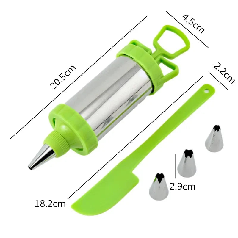 Cookie Decorating Gun Set – Stainless Steel & 3 Nozzles Cookie Decorating Press Oasis Select