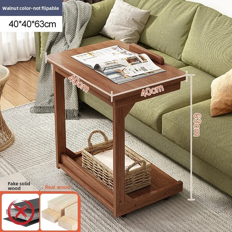 Multi-functional Removable flip solid wood edge few living room household side table sofa small coffee table sturdy and durable Oasis Select Walnut A