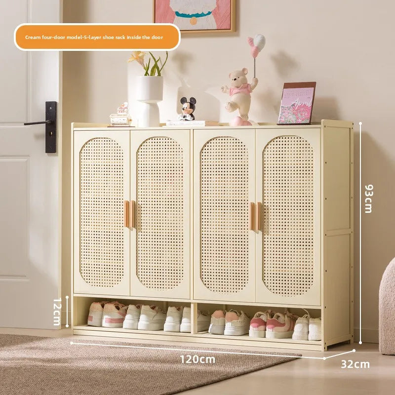 Cream wind arc door shoe cabinet living room household entrance entrance multi-layer shoe rack dormitory storage cabinet storage Oasis Select Milky White 4-7