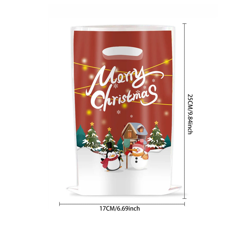 10pcs Christmas Bags Snowflakes Candy Gift Bags Merry Christmas Decoration Gift Wrapping Treat Bags New Year Packing Bag Oasis Select