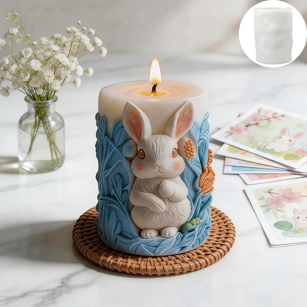 3D Cylindrical Easter Bunny Silicone Mold for DIY Handmade Aromatherapy Candle Home Decor Crafts Oasis Select