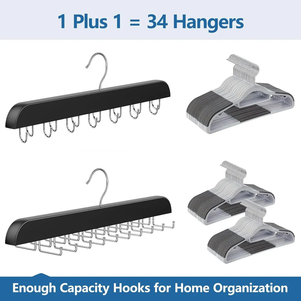 2pcs Men's Essential Tie and Belt Rack, Suitable for Closet Organization and Storage, Sturdy Wooden Belt and Tie Organizer Oasis Select