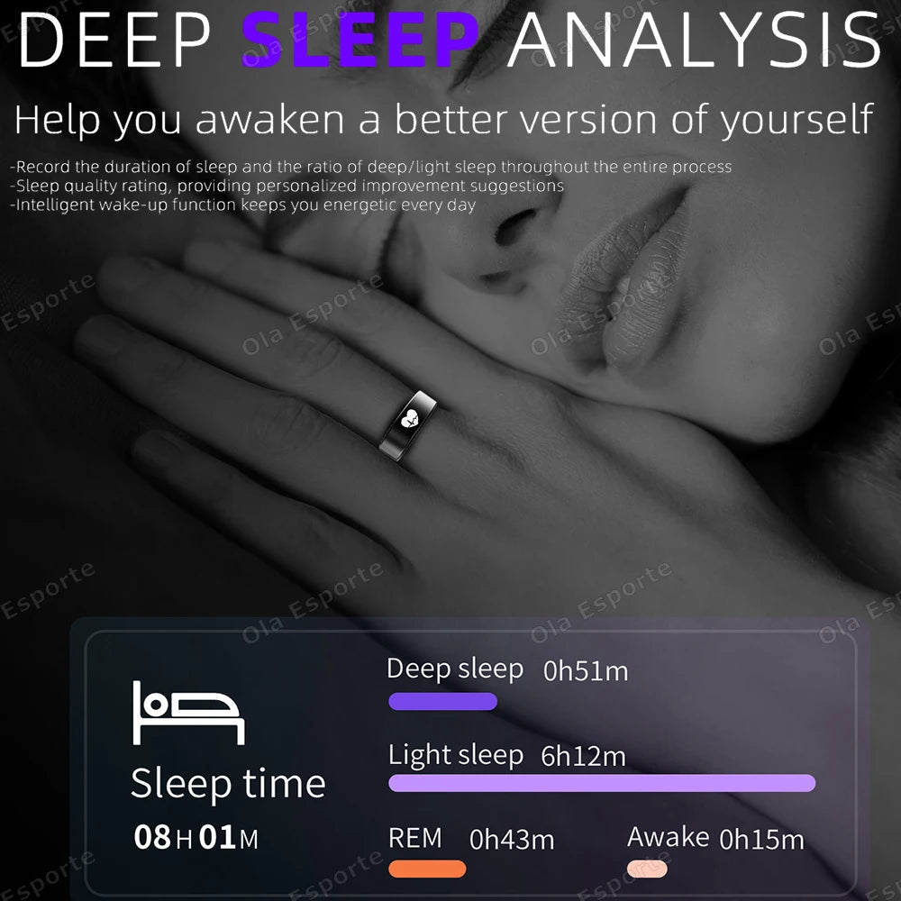 ECG Smart Ring – Heart Rate, SpO₂ & Sleep Tracker | IP68