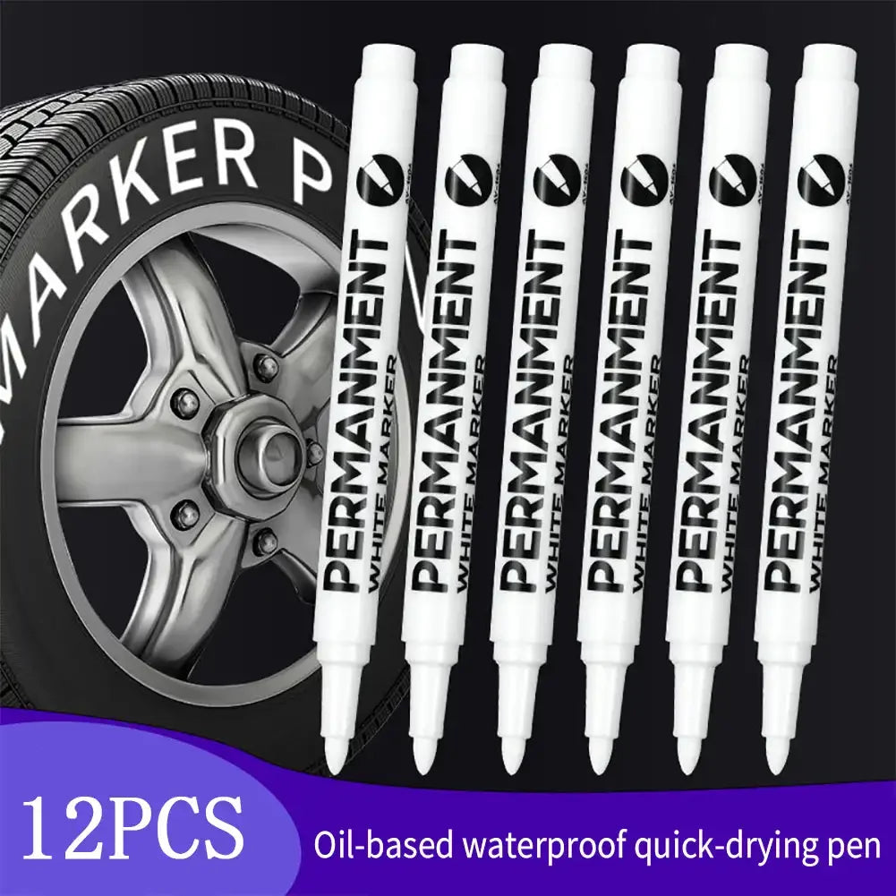 12-Pack Waterproof Oil Paint Marker Pens 1mm – Tire, Glass, Metal