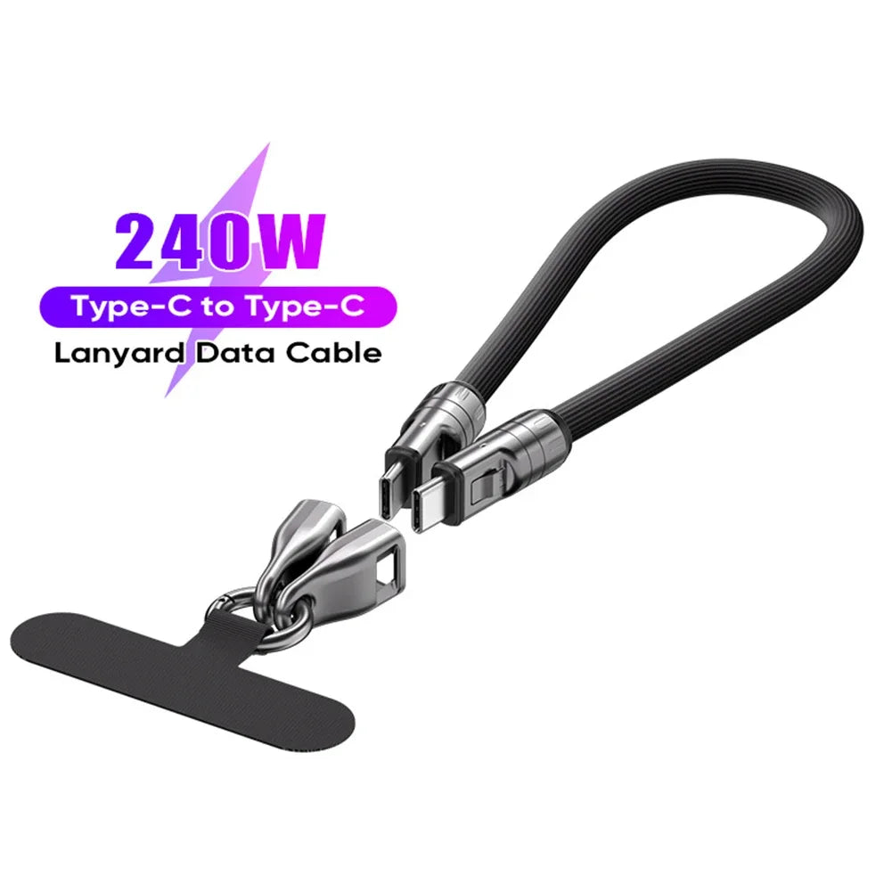 2-in-1 USB-C Lanyard & 240W Fast Charging Cable | PD Zinc Alloy