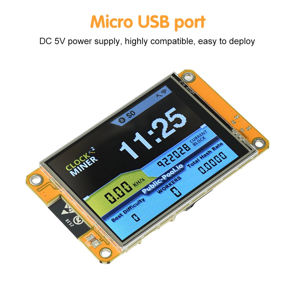 ESP32 Development Board with 2.8-inch OLED Screen High Hash Rate 355KH/s BTC Mining Micro USB Interface Stable Performance Oasis Select