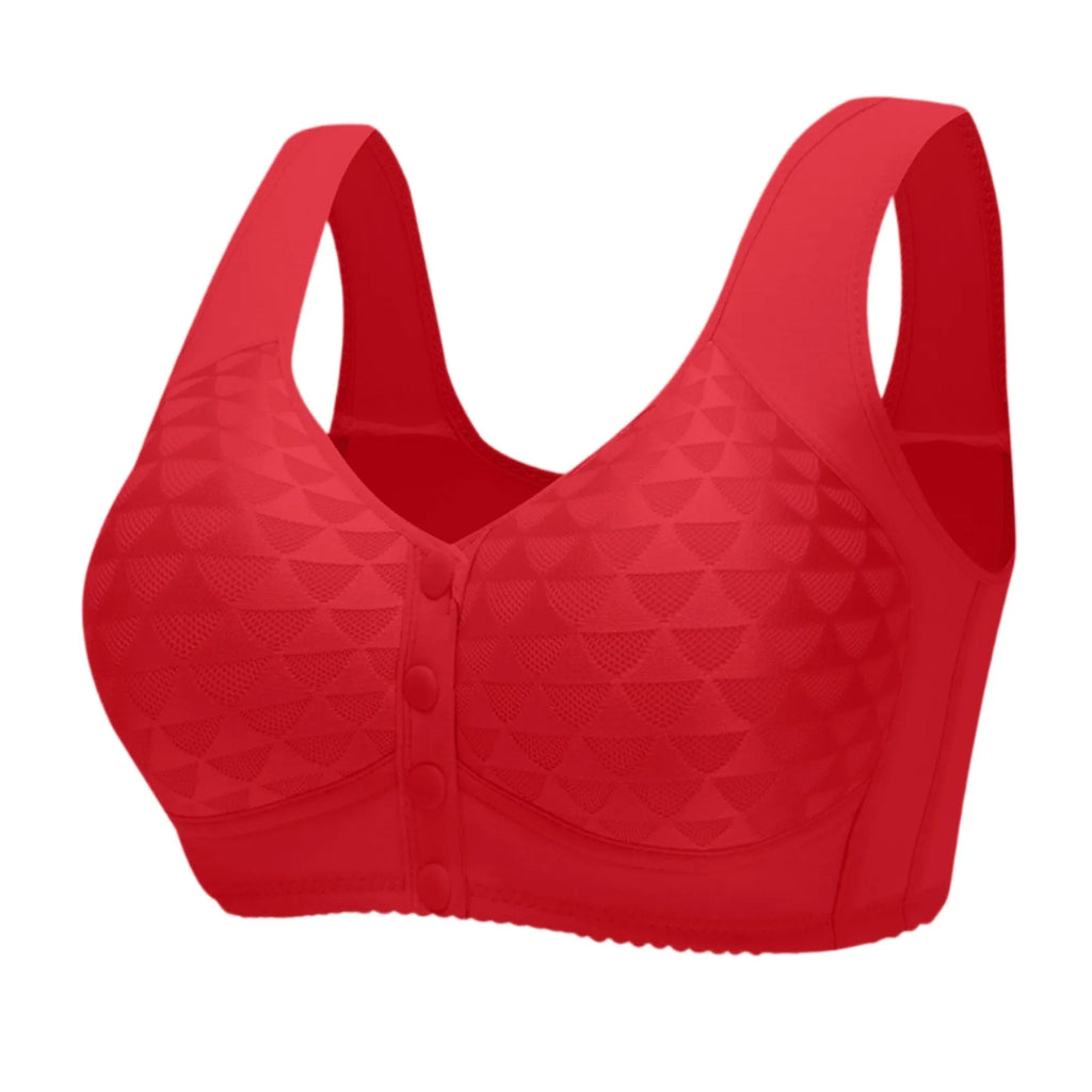 Plus Size Sports Bra Comfortable Wireless Bra with Thin Cotton Cup Breathable Supportive and Shaping Floral Print Lightly Padded Oasis Select Red 40