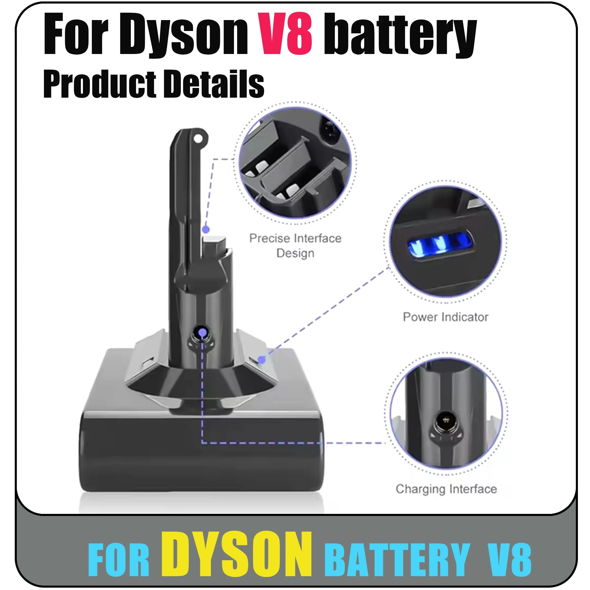 For Dyson V8 21.6V Replacement Battery for Dyson V8 Absolute Cord-Free Vacuum Handheld Vacuum Cleaner Battery Oasis Select