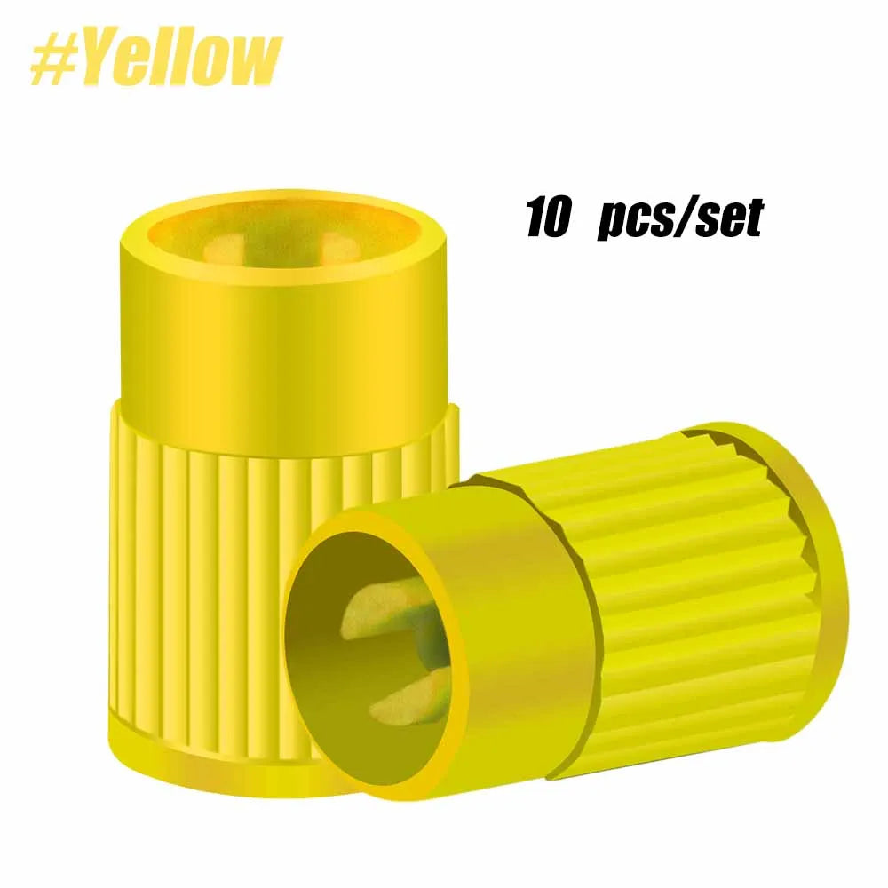 10pcs Tyre Valve Caps, Plastic Car Tire Stem Dust Covers Universal Valve Caps for Cars Trucks Motorcycles SUVs and Bikes Oasis Select YELLOW