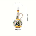 Nordic Ceramics Olive Oil Dispenser Embossed Oil Vinegar Can Household Kitchen Oil Vinegar Bottle Spice Jar Kitchen Products Oasis Select White Green