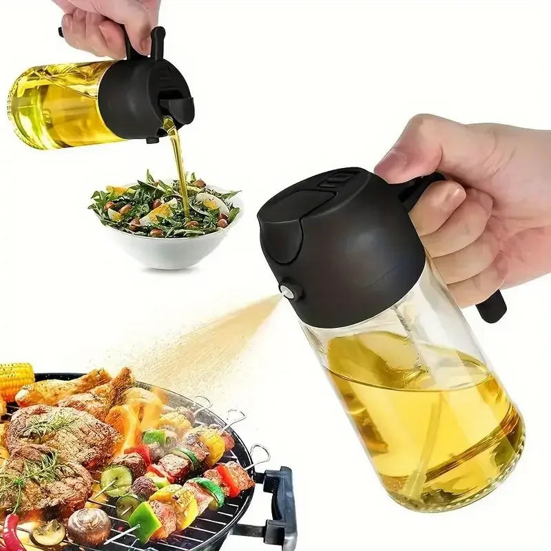 1pc 450ML Dual-Purpose Oil Mister Bottle with Automatic Shut-Off Sprayer - BPA-Free PET Plastic for Cooking, Grilling, Baking Oasis Select
