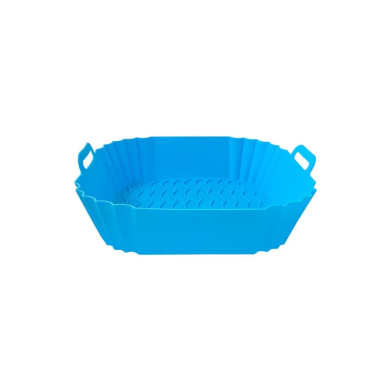 1PC Hot Sale Air Fryer Silicone Baking Tray High Temperature Resistant Foldable Easy Clean Round Silicone Baking Mat Oasis Select Blue