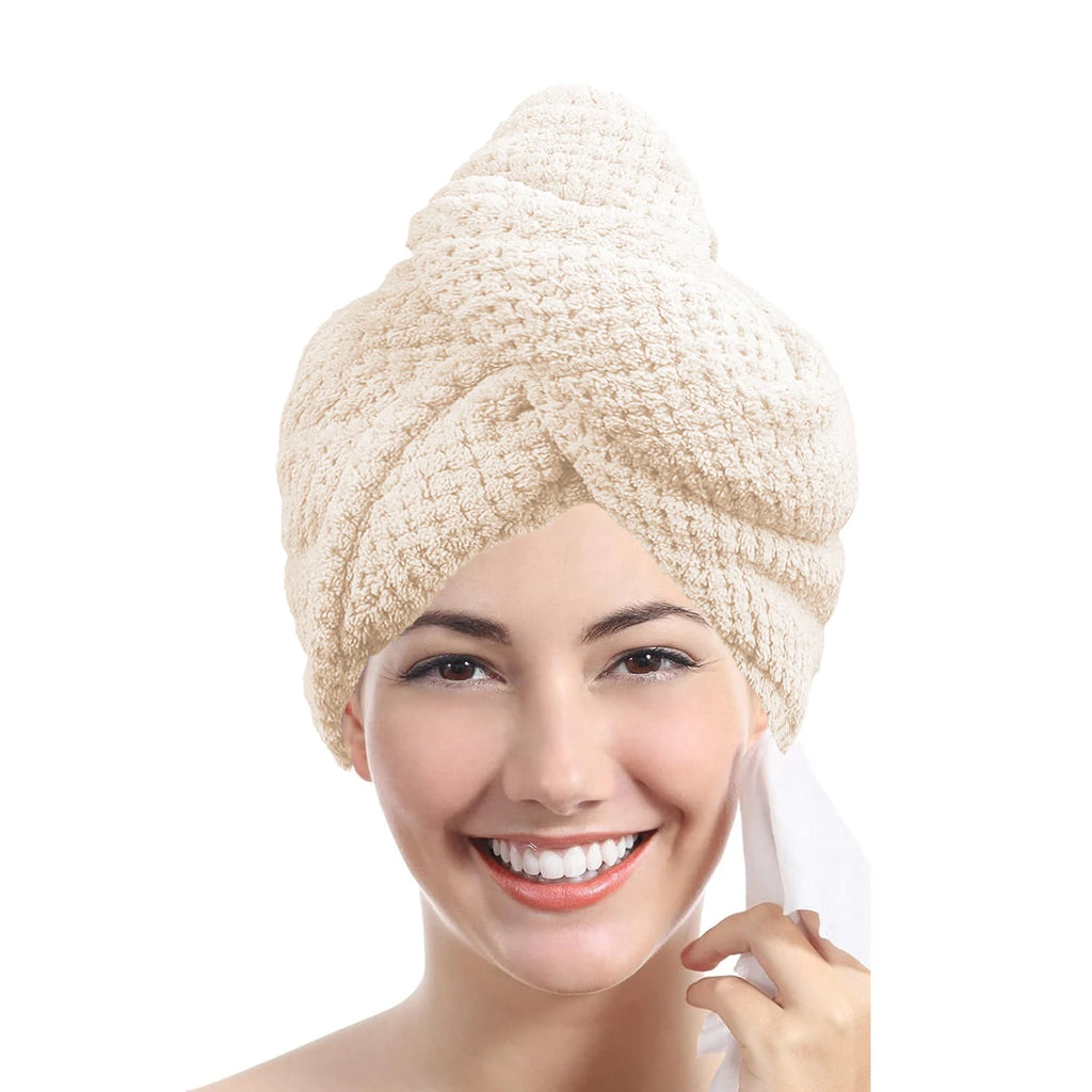 Absorbent Hair Towel Wrap with Button Closure – 9.8"×25.5"