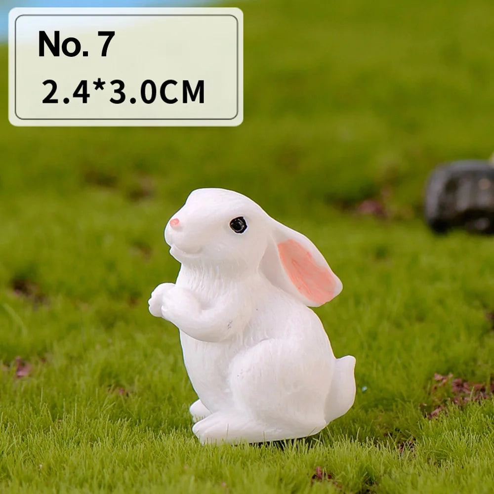 Fairy Garden Micro Landscape Resin Bunny Statue Miniature Rabbit Figurine Dollhouse Ornament White Hare Mini Animal Oasis Select No. 7