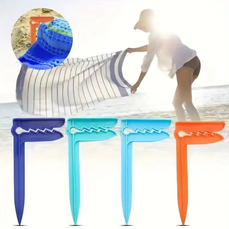 Outdoor Beach Towel Holder Beach Mat Holder Towel Holder Plastic Outdoor Picnic Mat Holder Windproof Tent Holder Camping Tools Oasis Select