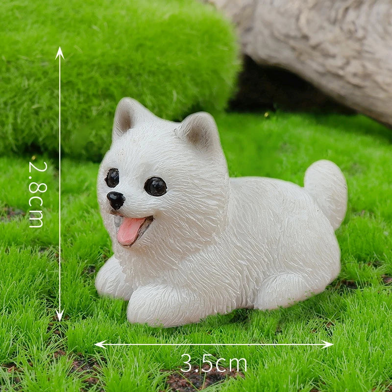 Resin Small Dog Figurine, Miniature Bonsai, Fairy Garden, Microlandscape, Crafted, Decorative Pet Statue, 1Pc Oasis Select A11 Samoye