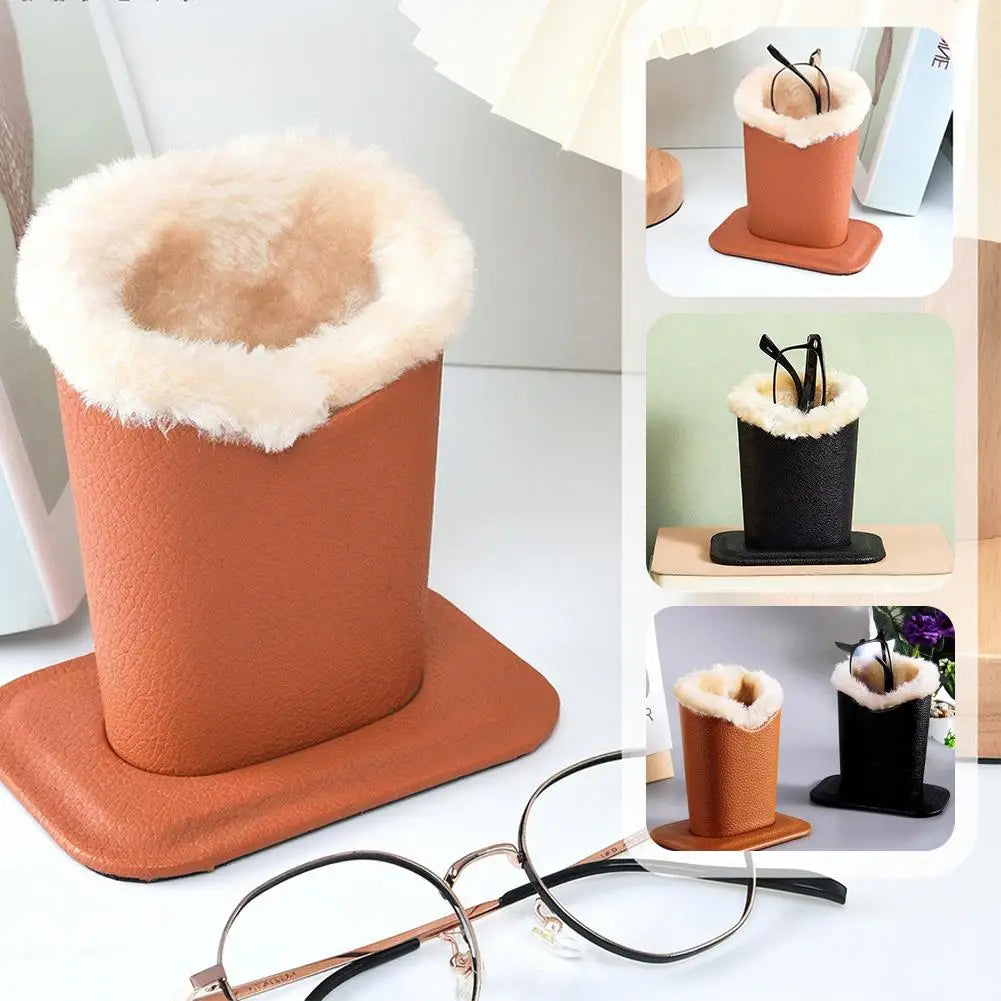 Pack of 1 Plush Lined Glasses Holder Stand Protective Glasses Case for Desks or Nightstands eyeglass case glasses pouch Oasis Select