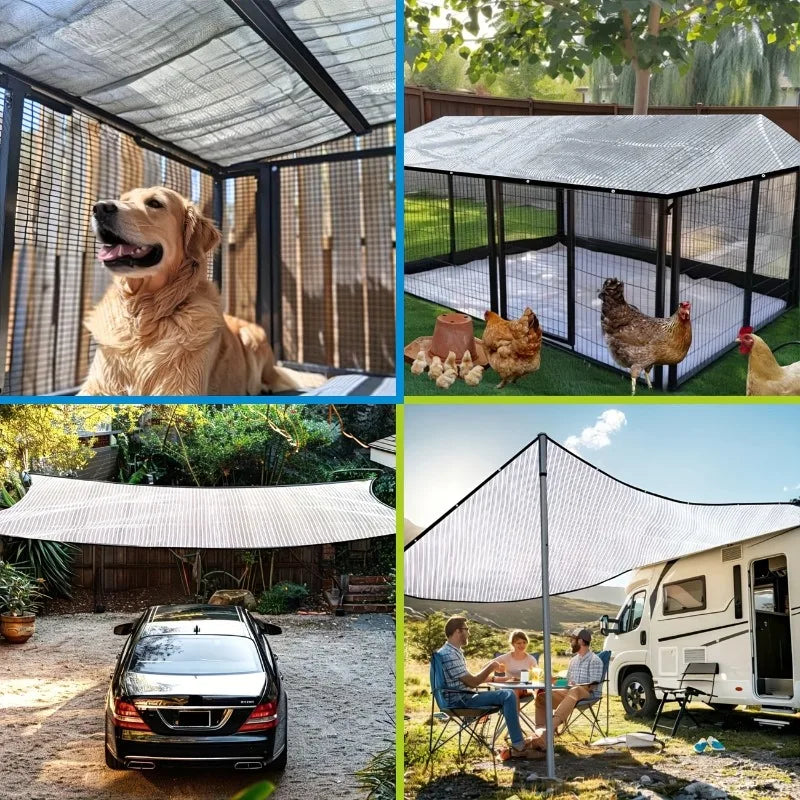 Thickened Aluminum Foil Sun Shade Net with Reinforced Edges and Grommet Heat Resistant for Carport Sunroom Outdoor UV Protection Oasis Select