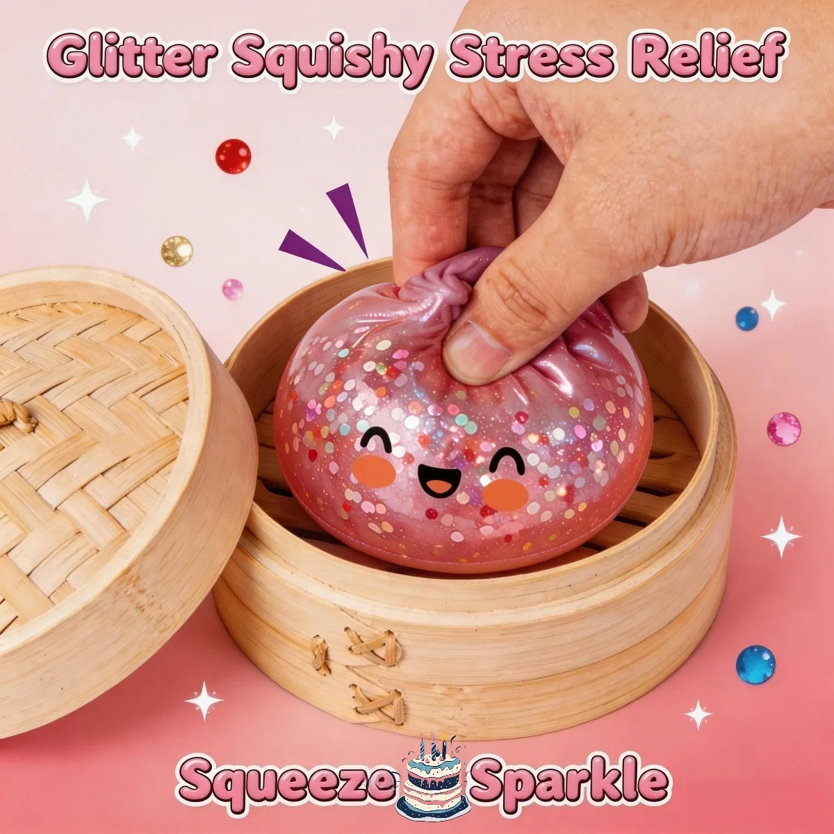 Colorful Crystal Steamed Bun Squeeze Toy Reusable Fun Stress-Relief Slow Rebound Flash Dumpling Desktop Decoration Party Gifts Oasis Select