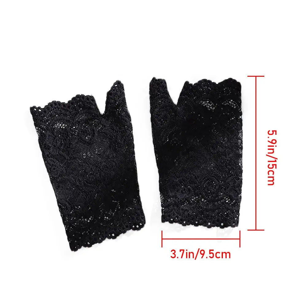 Women Sunscreen Dance Driving Gloves Lace Gloves Short Gloves Fingerless Mittens Oasis Select