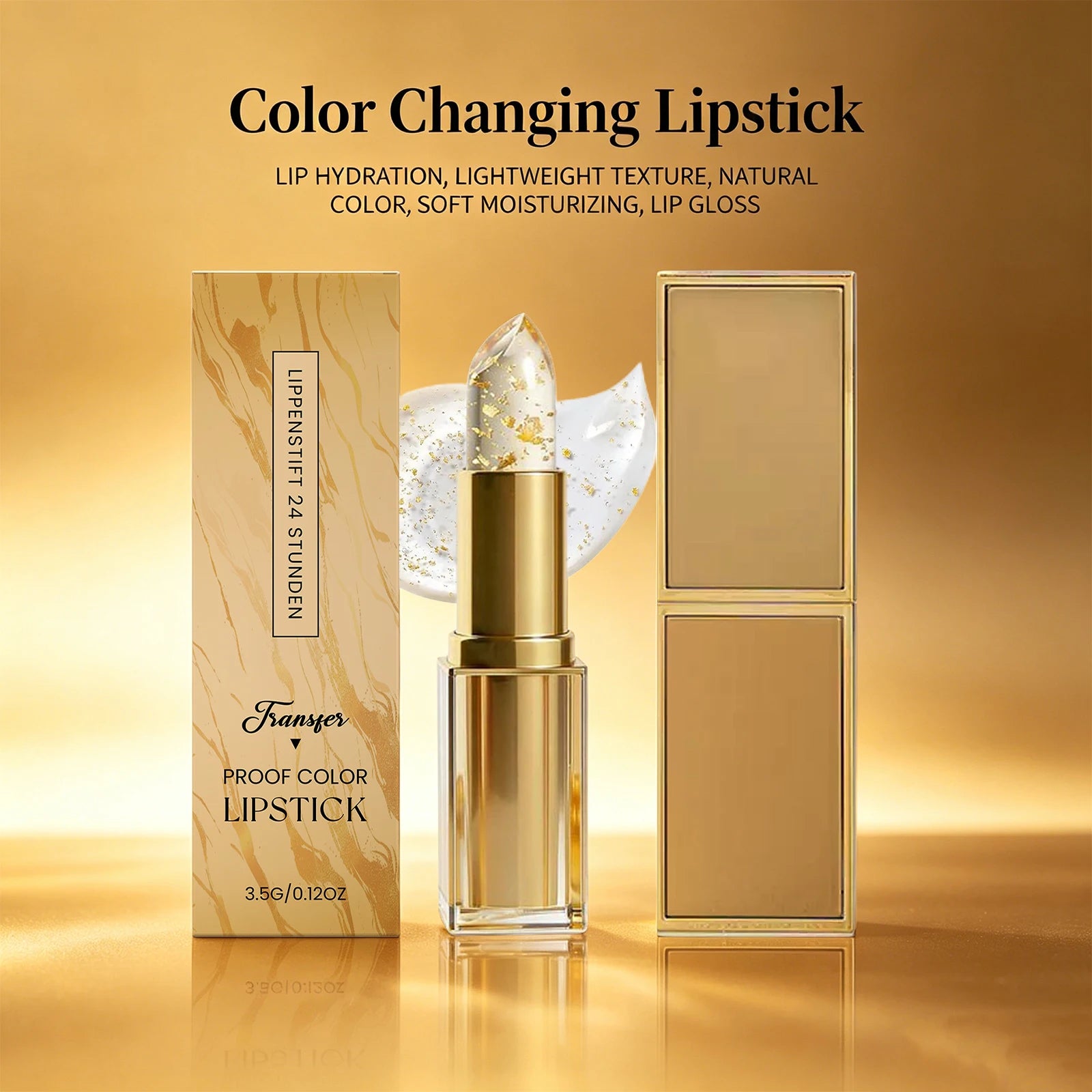 Golden Foil Color Changing Lipstick,Moisturizing and Smoothing Tinted Lip Care Radiant Lip Glow, For All-Day Comfort Oasis Select