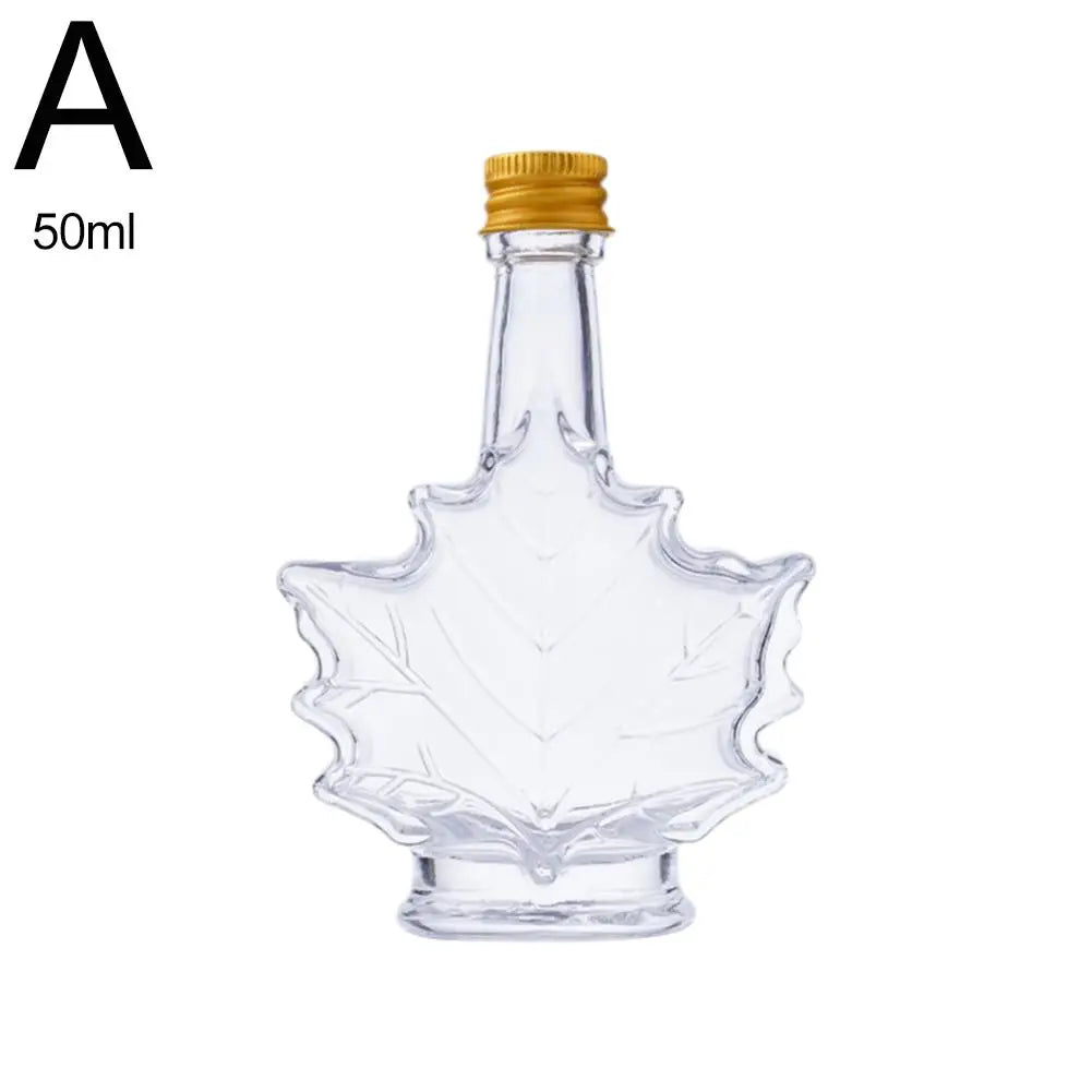 1pcs 50ml 100ml 250ml Mini Maple Leaf Shape Whisky Alcohol Canning Small Wine Syrup Glass Bottles With Cover For Liquor Scotch Oasis Select A