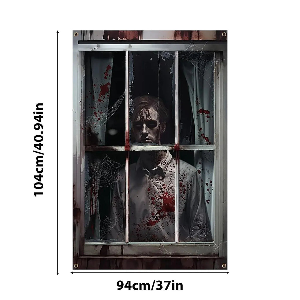 Halloween Window Silhouette Horror Poster – Blood Curtain Decor Halloween Window Decoration Oasis Select