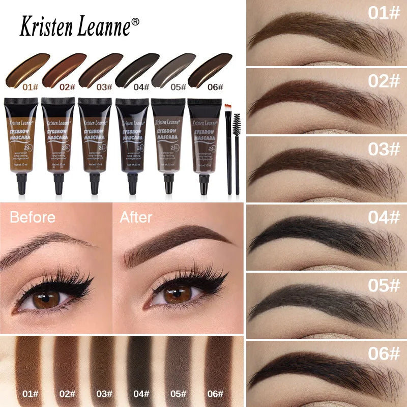 6 Colors Eyebrow Dye Creamt 1pcs - Waterproof Tint Gel with Makeup Brush Long-Lasting Formula Eyebrow Gel & Dye Oasis Select