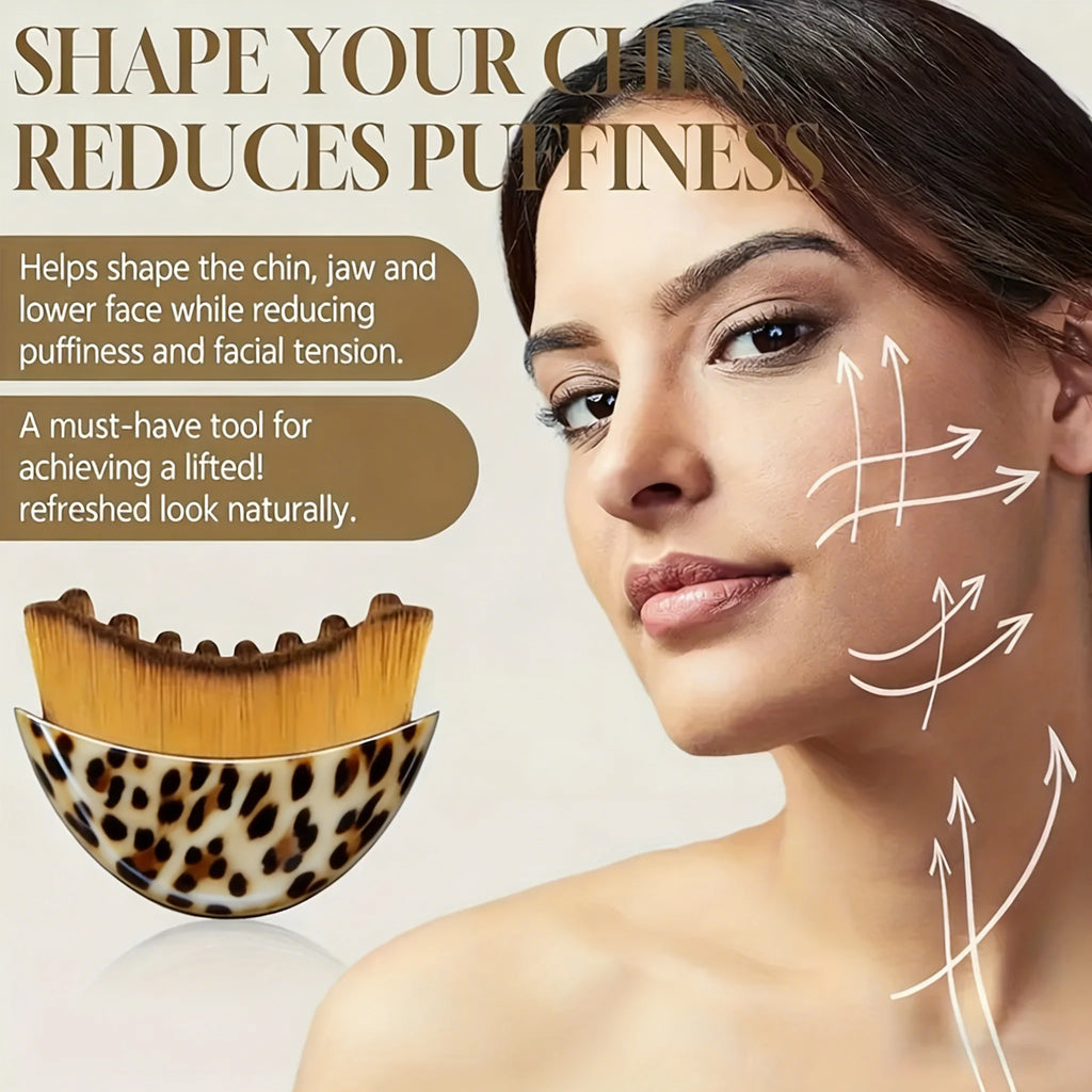 Lymphatic Contour Face Brush,Chin &Jawline Sculpting,Drainage Massager for Face,Ergonomically Designed to Fit The Skin Precisely Oasis Select Leopardprint