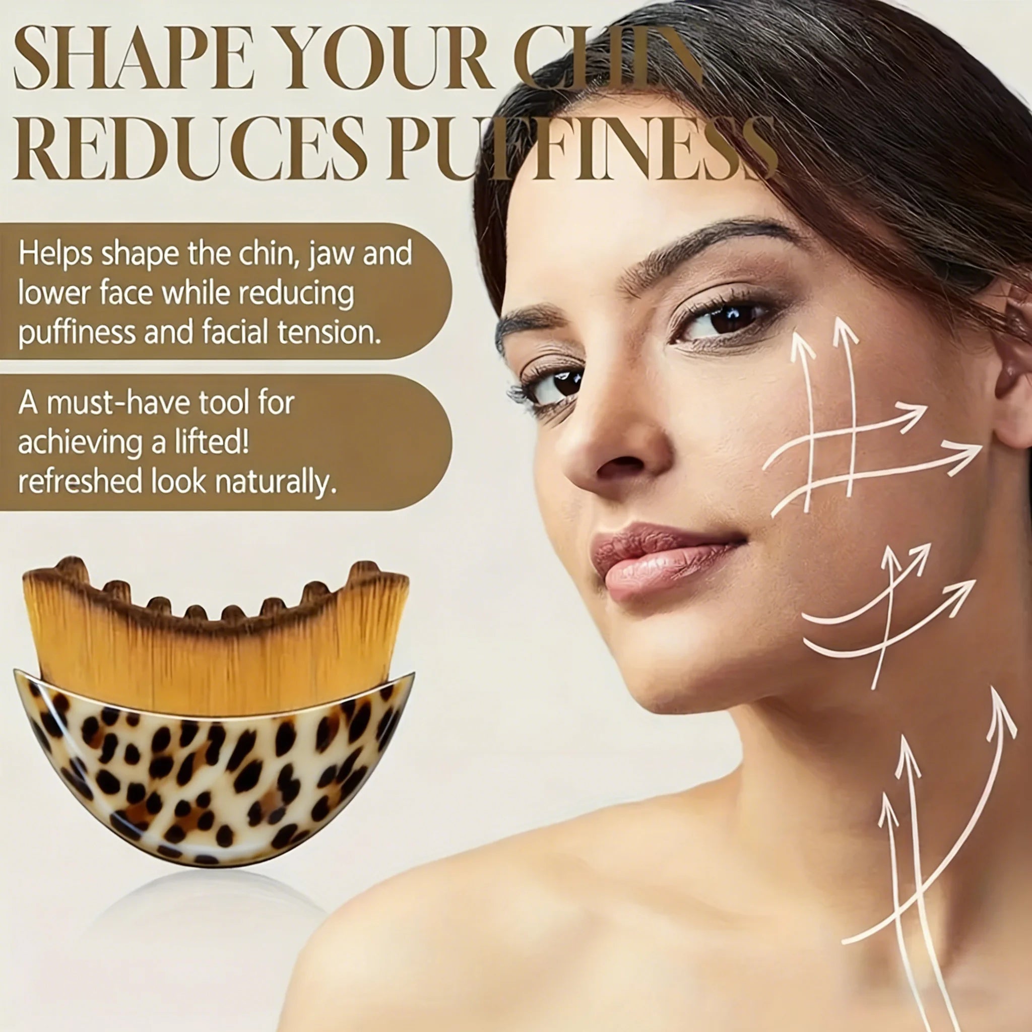 Lymphatic Contour Face Brush,Chin &Jawline Sculpting,Drainage Massager for Face,Ergonomically Designed to Fit The Skin Precisely Oasis Select Leopardprint