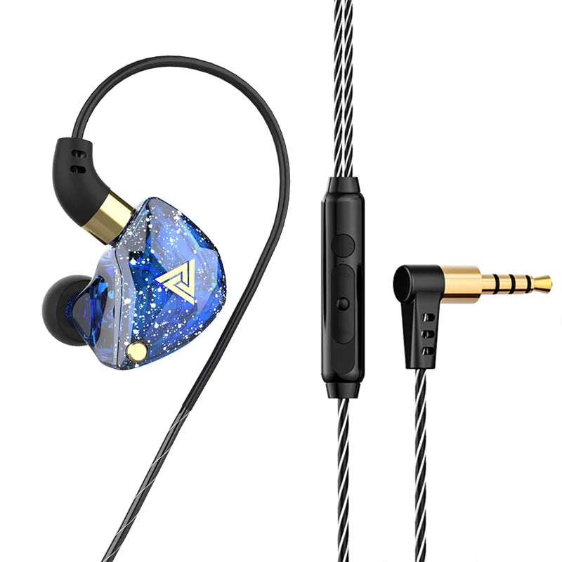 QKZ AK3 FiLe Wired Earphone with Microphone HiFi Music Monitor Bass Headphones Noise Cancelling Headset For Sport Gaming Earbuds Oasis Select QKZ SK8 Blue