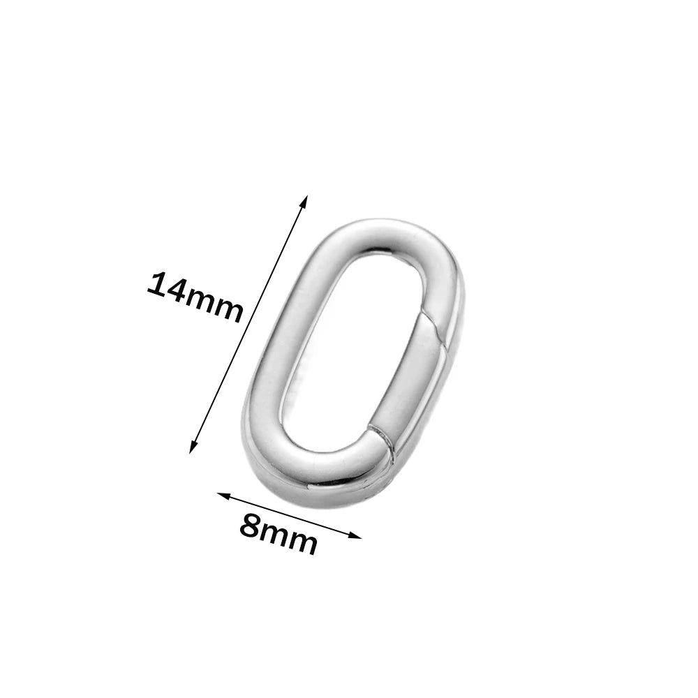 2pcs 14K18K Gold Filled Oval Clasp Spring Claps Connector Carabiner Keychain for DIY Jewelry Finding Necklace Bracelet Making Oasis Select White K 14X8mm
