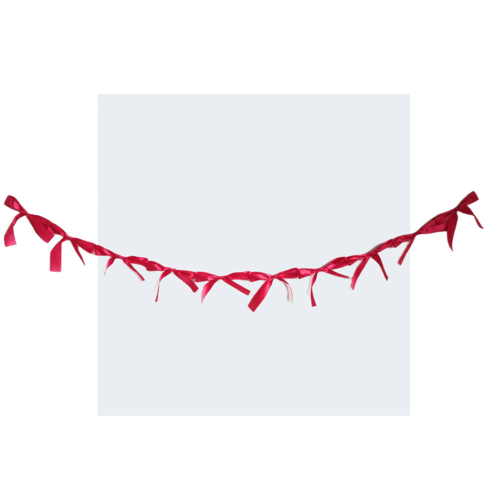 1.8M Pink White Blue Satin Bow Handmade Webbing Hanging Garlands for Birthday Wedding Party Girl Room Girly Heart Decorations Oasis Select Red
