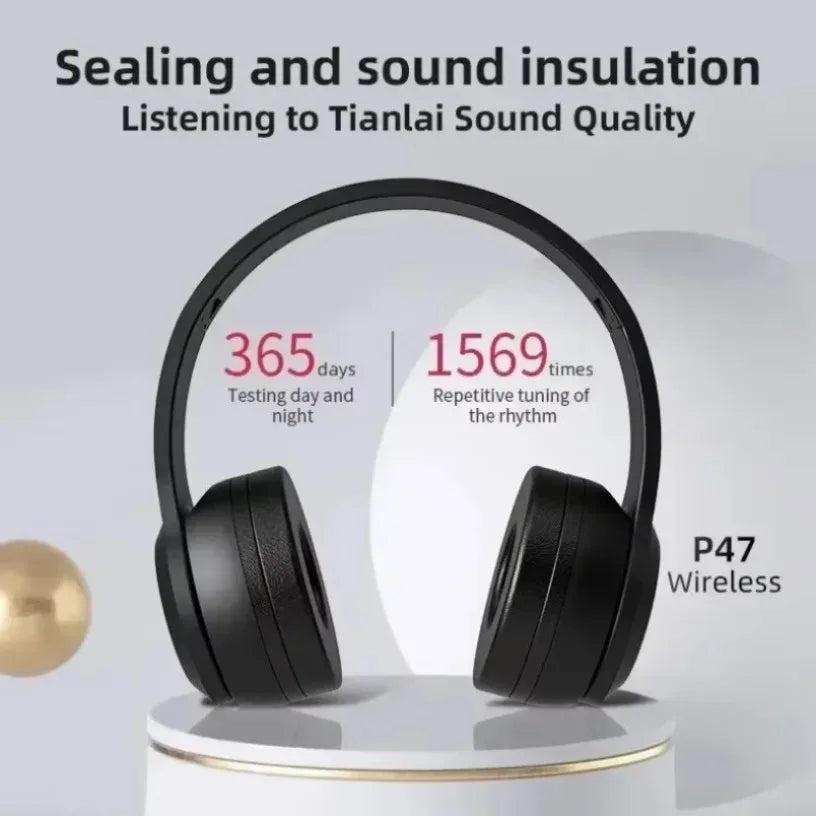 P47 Foldable Wireless Bluetooth Headphone With Microphone Headsets Bass HiFi Sound Music Stereo Earphone For Smartphones TV Game Oasis Select