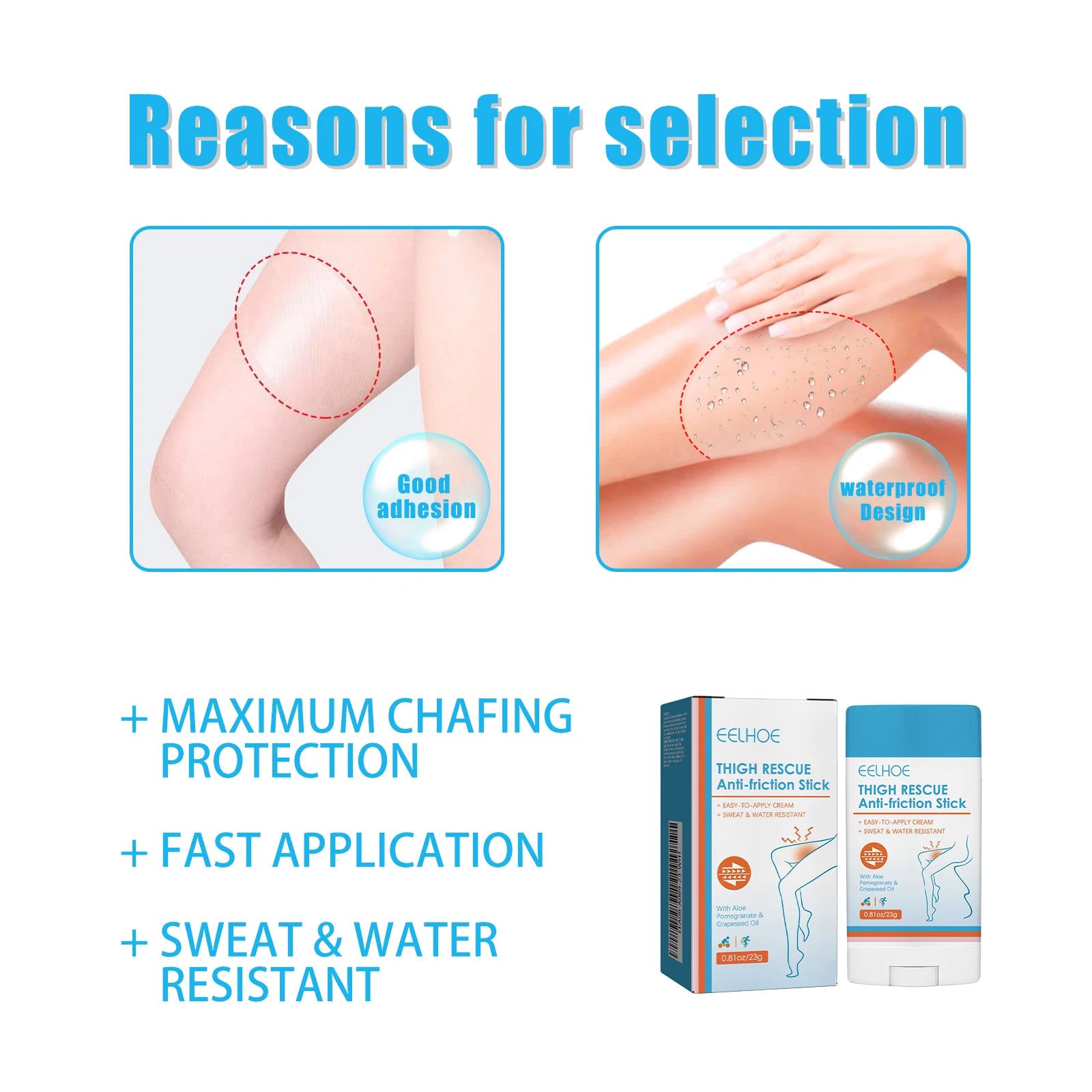 Eelhoe Anti-Chafing Stick – Waterproof, Sweat-Resistant, 23g Anti-Chafing Stick Oasis Select