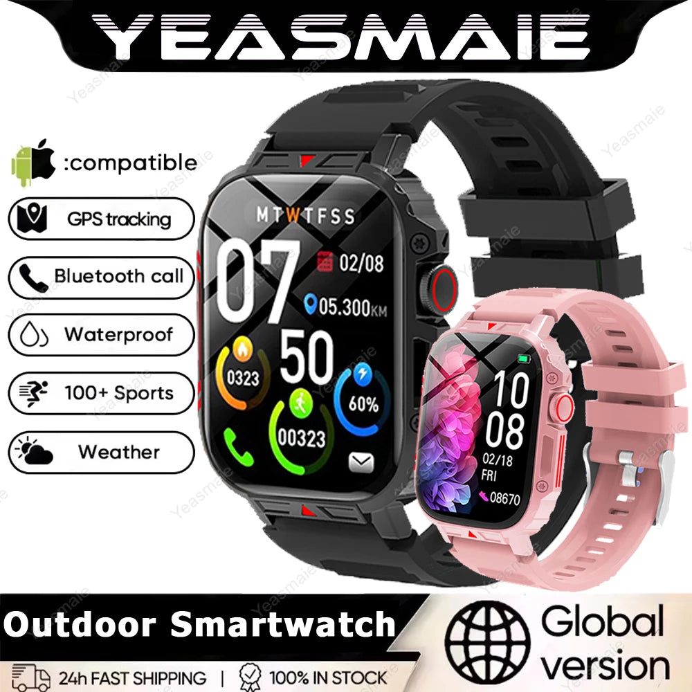 Rugged Military Smart Watch 1.95" Bluetooth Fitness Tracker