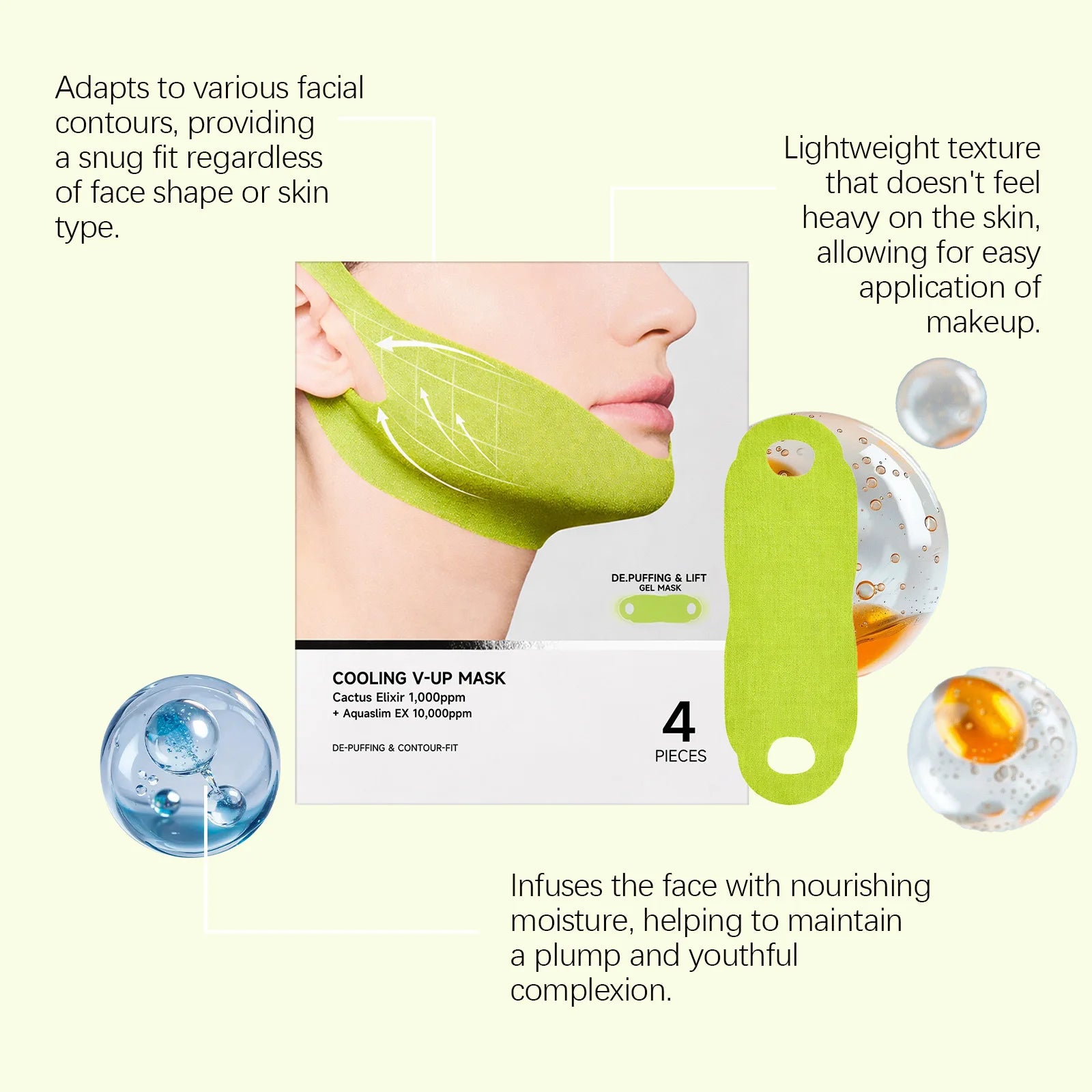 Centella Asiatica Face Lifting Mask Lift Facial Contour Tighten Skin Firm Cheek Enhance Firmness Easy Apply Face Shaping Bandage Oasis Select